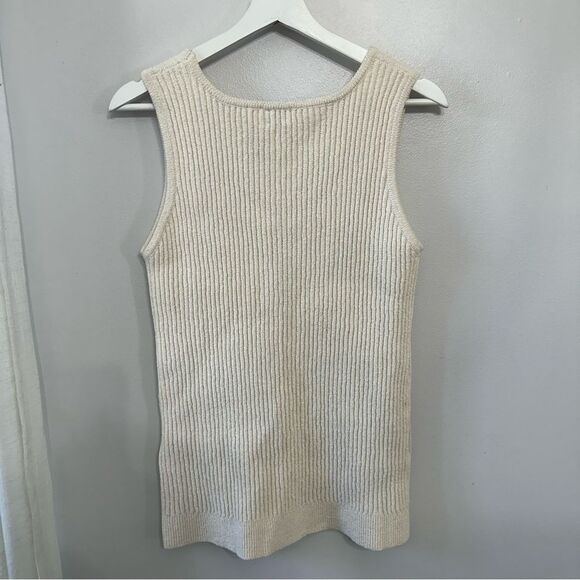 TOTEME Ribbed-Knit Cotton-Blend Bouclé Tank Top - Picture 4 of 8